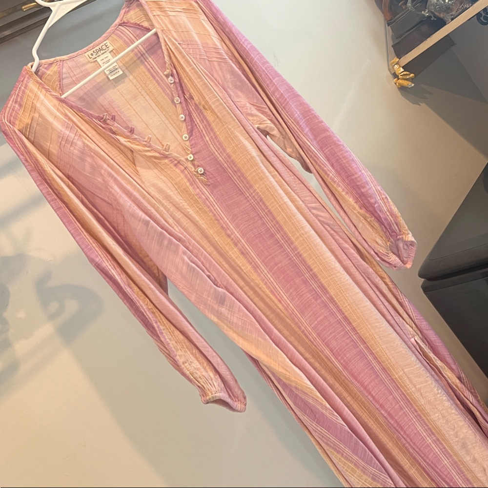 L Space Pink and Peach Long Sleeve Dress